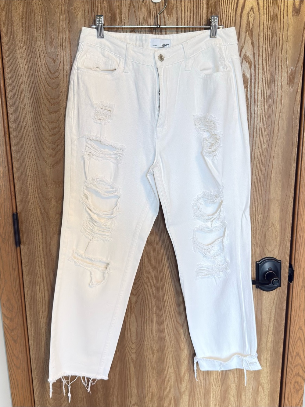 Boyfriend Distressed White Jeans - Relaxed Fit
